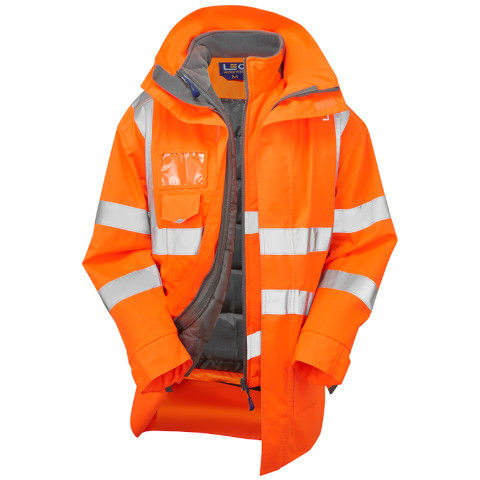 Leo Workwear Hi Vis 3-in-1 Clovelly Anorak with Torrington Bodywarmer