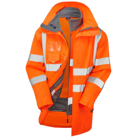 Leo Workwear Hi Vis 3-in-1 CLOVELLY Anorak with HARTLAND Fleece