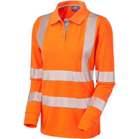 Leo Workwear Hi Vis Pollyfield Coolviz Ultra Women's Sleeved Polo Shirt