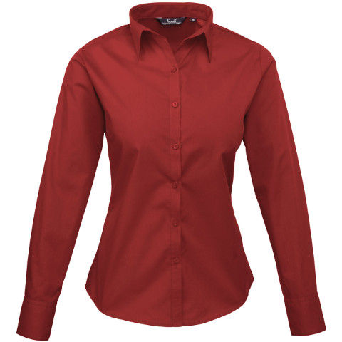 Premier Ladies Long Sleeve Poplin Blouse