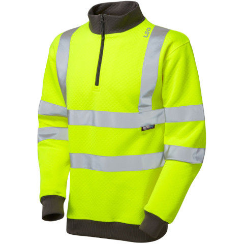 Leo Workwear Hi-Vis Brynsworthy 1/4 Zip Sweatshirt