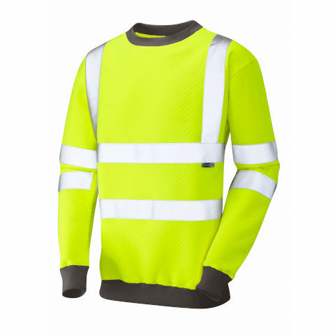 Leo Workwear Hi Vis Winkleigh Crew Neck Sweatshirt