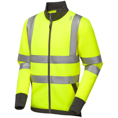Leo Workwear Hi Vis ARGANITE EcoViz Air Layer Full Zip Sweatshirt
