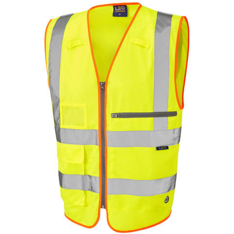 Leo Workwear Hi Vis Foreland Superior Waistcoat with Tablet Pocket