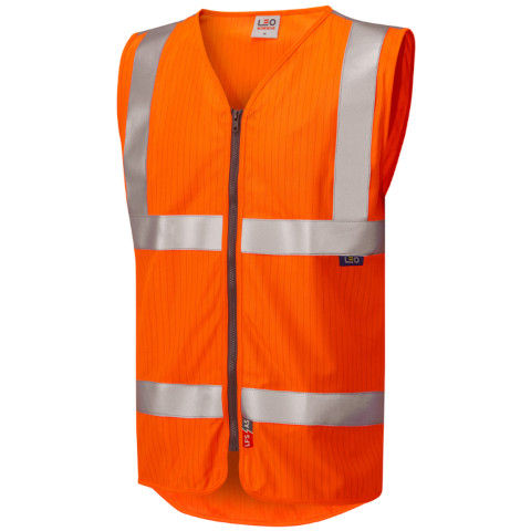 Leo Workwear Hi Vis Jacobstowe LFS/AS Waistcoat Zip