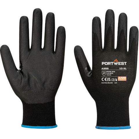 Portwest NPR15 Nitrile Foam Touchscreen Glove Pack of 12 in Black