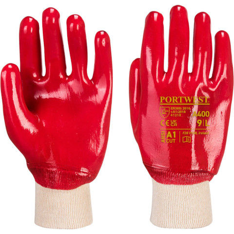 Portwest PVC Knitwrist Glove in Red