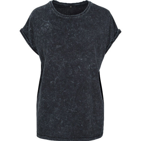 Build Your Brand Women's Acid Washed Extended Shoulder T-shirt