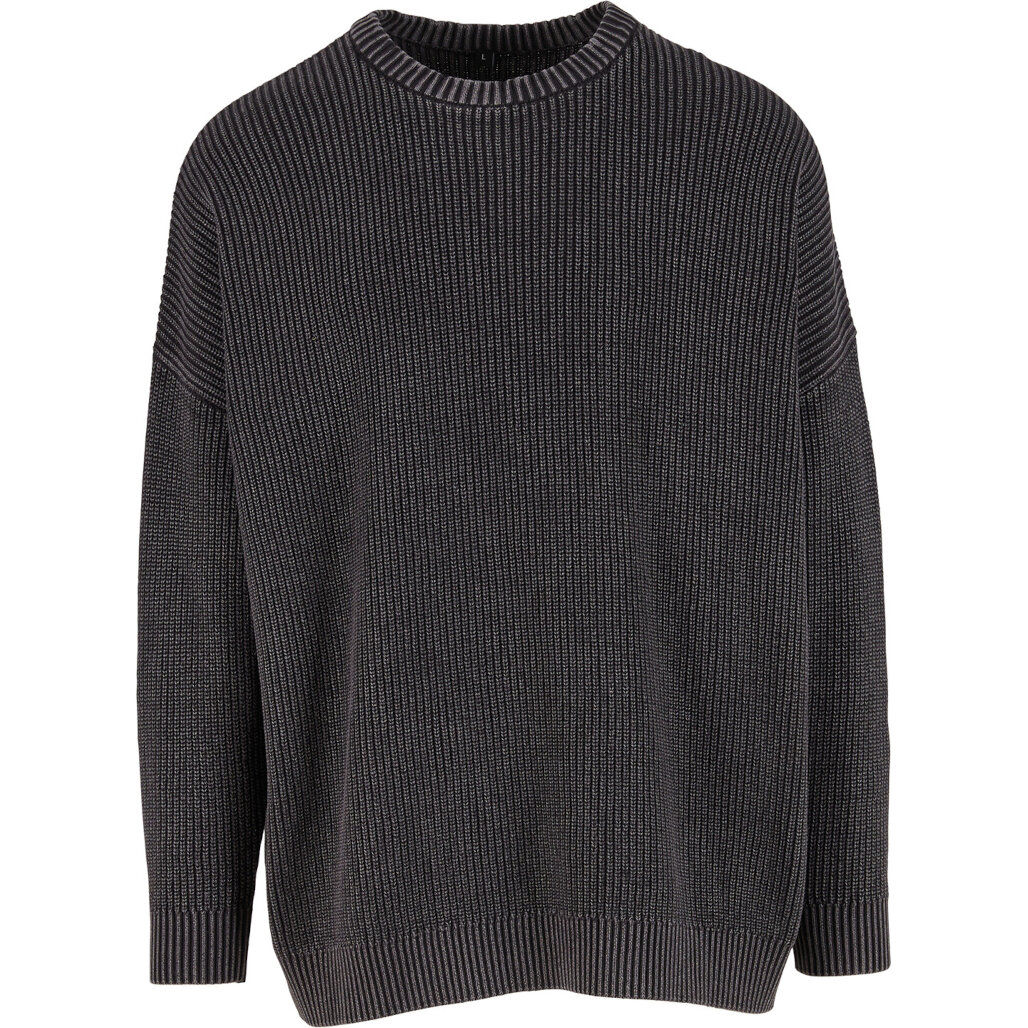 Build Your Brand Acid Washed Knitted Oversized Sweater
