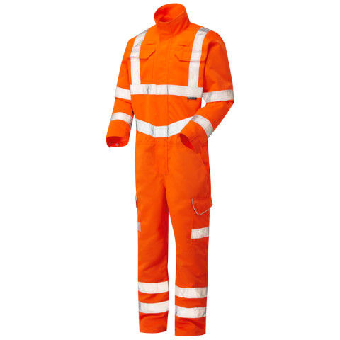 Leo Workwear Hi Vis Molland Poly/Cotton Coverall in Hi-Vis Orange