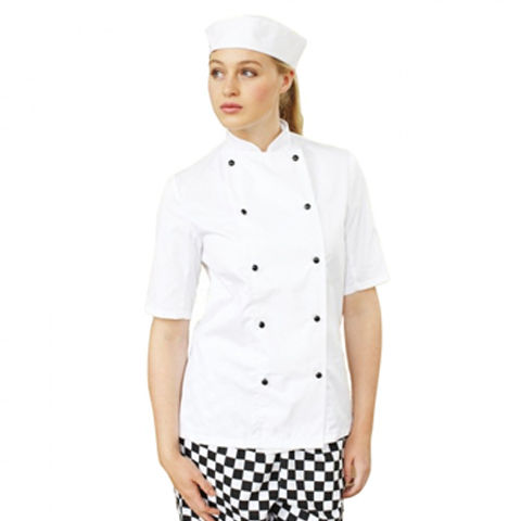 Dennys Lightweight Short Sleeve Chefs Jacket in White