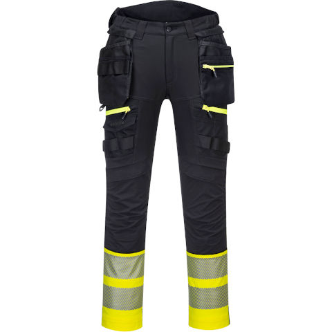 Portwest DX4 Hi Vis Class 1 Holster Pocket Trouser in Yellow/Black