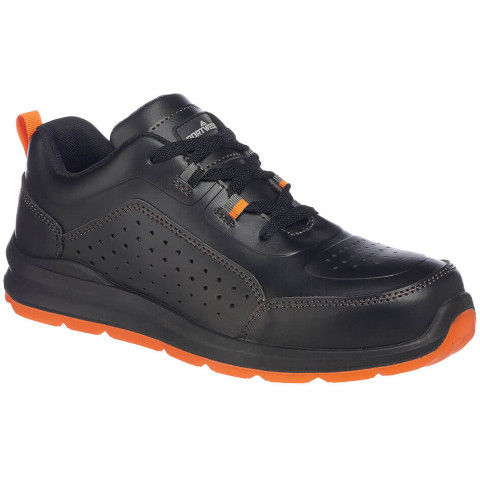 Portwest Compositelite Perforated Safety Trainer S1P in Black/Orange