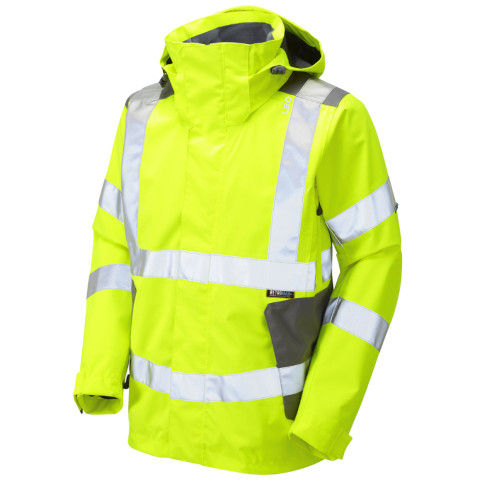 Leo Workwear Hi Vis Exmoor Breathable Jacket in Hi-Vis Yellow