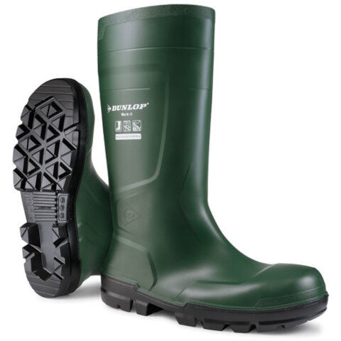 Dunlop Work-It Full Safety PVC Wellington in Green