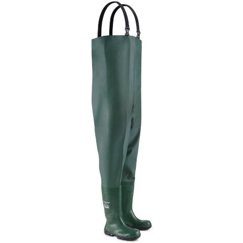 Dunlop Work-It Full Safety Chest Wader Wellington in Green