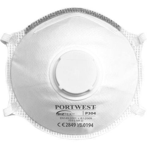 Portwest FFP3 Light Cup Respirator, (PK10) in White