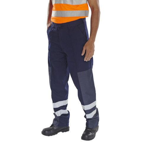 Beeswift Poly Cotton Nylon Patch Trousers in Navy