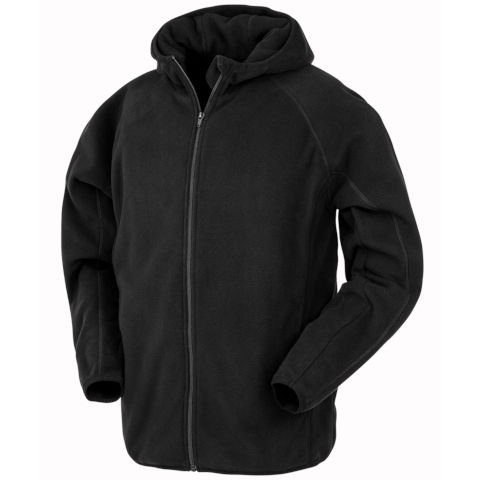 Result Recycled Hooded Microfleece Jacket in Black