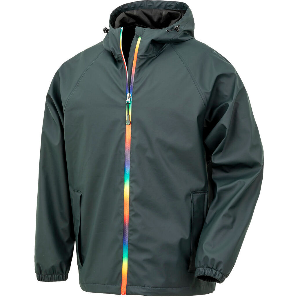 Result Genuine Recycled Prism Pu Waterproof Jacket With Recycled Backing in Black Olive