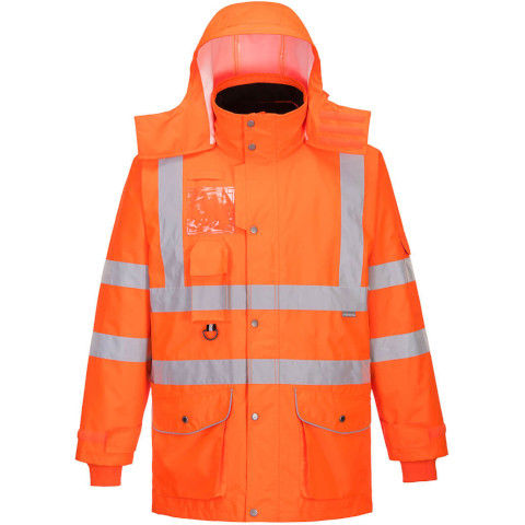 Portwest Hi-Vis Breathable 7-in-1 Traffic Jacket in Orange