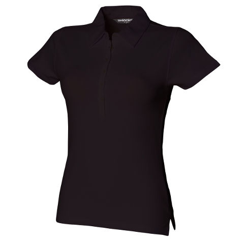 SF Ladies Stretch Pique Polo Shirt in Black