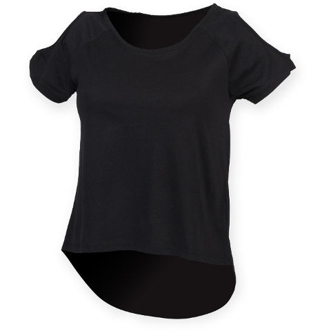 SF Ladies Drop Tail T-Shirt in Black